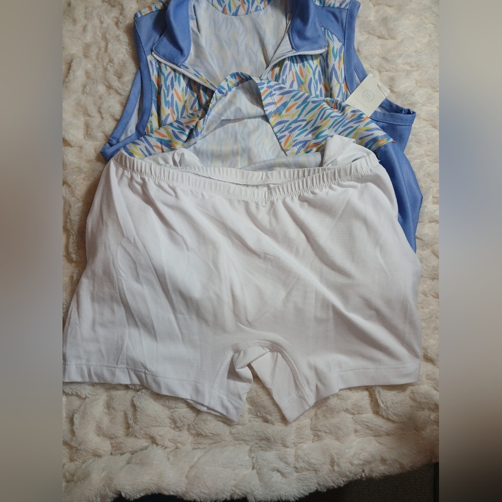 Bermunda Sands Dress Athleisure Golf Sz. M Sleeveless 1/4 Zip Amity Periwinkle - Picture 9 of 9
